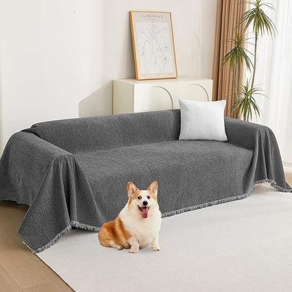 MYSKY HOME Boho Couch Cover Charcoal Gray Sofa Covers by MYSKYHOME