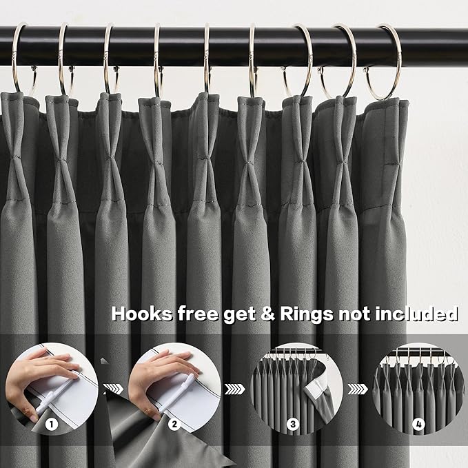 KEQIAOSUOCAI Grey Block Out Curtains - Image 2