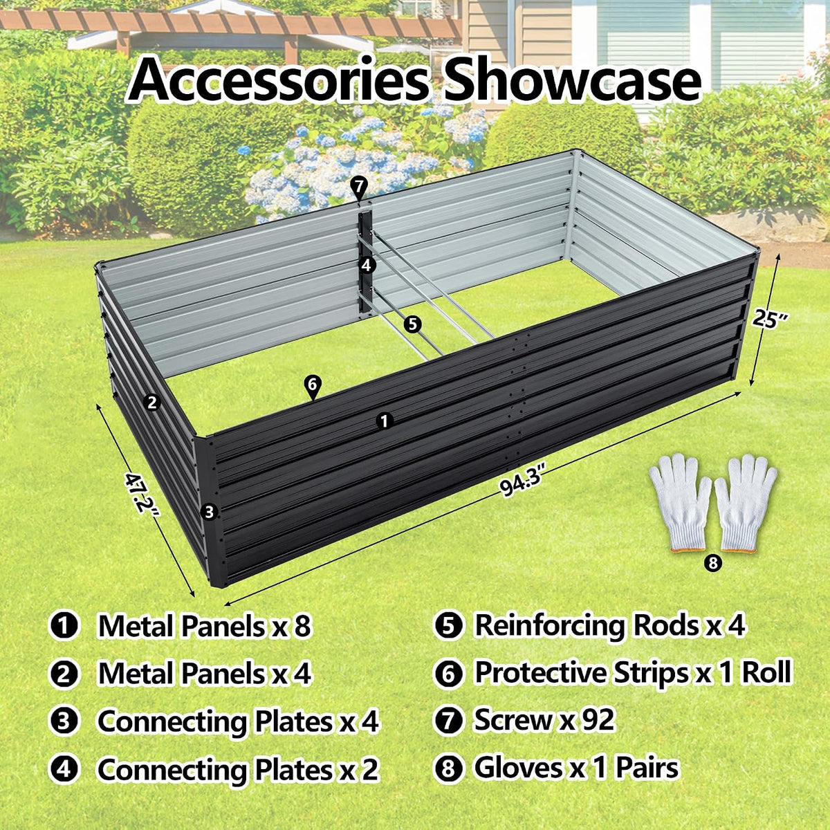 thanaddo galvanized raised garden bed 8x4x2ft outdoor planter shown in use