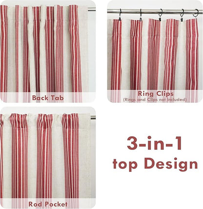 DriftAway Farmhouse Vertical Striped Linen Blend Textured Light Filtering Semi - Image 6