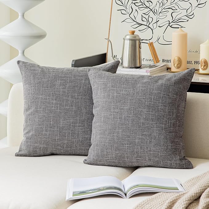 Kevin Textile Pack of 2 Decorative Linen Throw Pillow Covers, Soft Cushion Case by KevinTextile