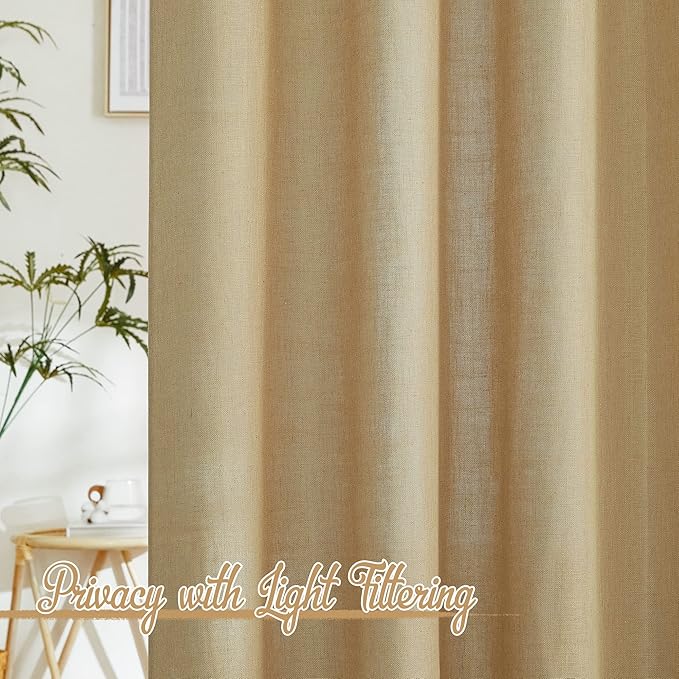 NICETOWN Linen Brown Curtains & Drapes Privacy - Image 3