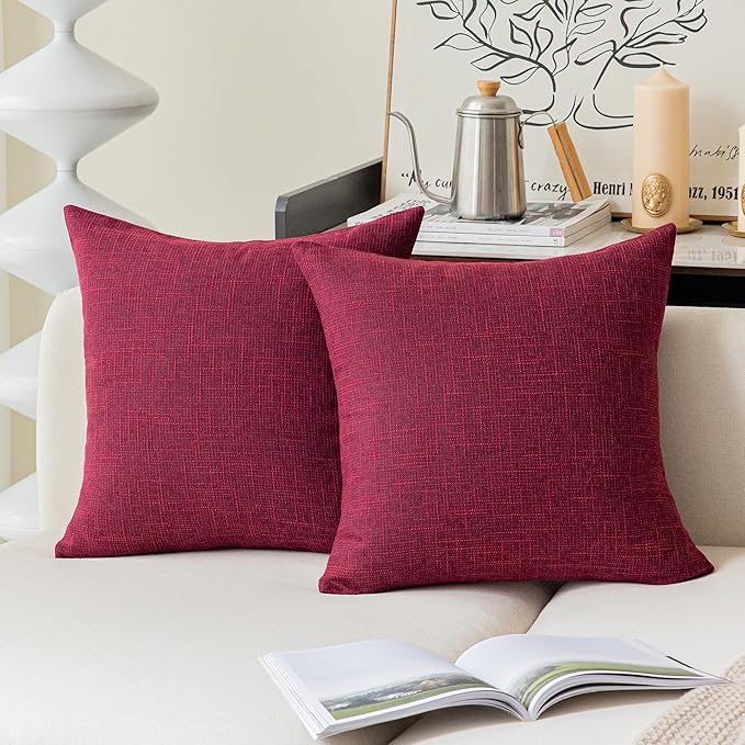 Kevin Textile Supersoft Faux Linen Square Christmas Throw Cushion Cover by KevinTextile