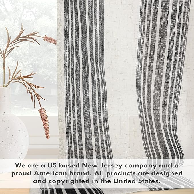 DriftAway Farmhouse Vertical Striped Linen Blend Textured Light Filtering Semi - Image 6