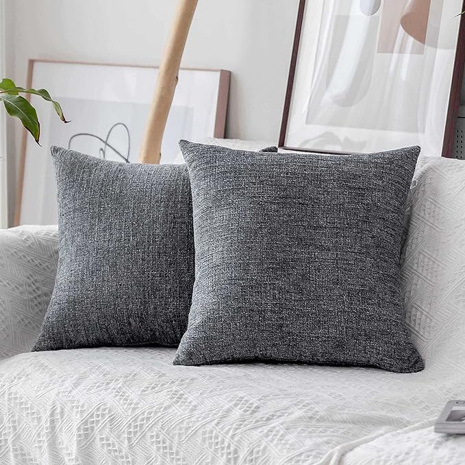 Home Brilliant Square Throw Pillows Cover Supersoft Chenille Velvet Plush by HomeBrilliant