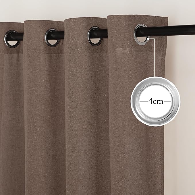NICETOWN Linen Brown Curtains 96 inch Long, Grommet Privacy Added Thick Flax - Image 2