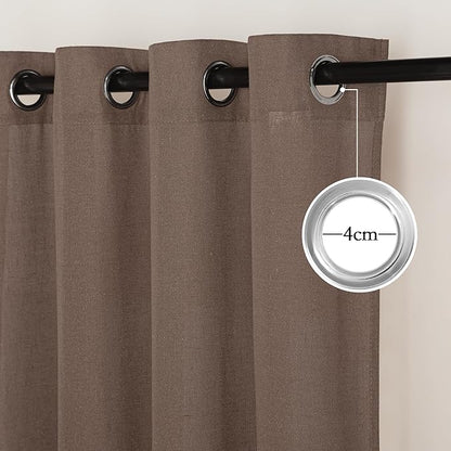NICETOWN Linen Brown Curtains 96 inch Long, Grommet Privacy Added Thick Flax - Image 2