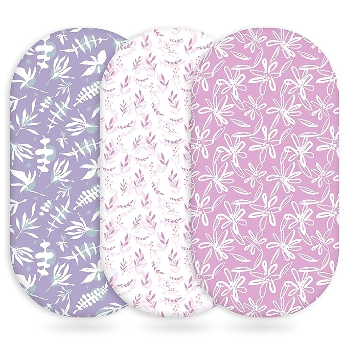 Baby Bassinet Sheets Girl Boy, Fitted Bassinet Sheet Set 3 Pack Bassinet by Unnivoll