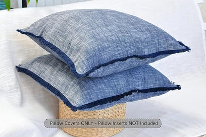 Set of 2 Textured Cotton Throw Pillow Covers - Image 5