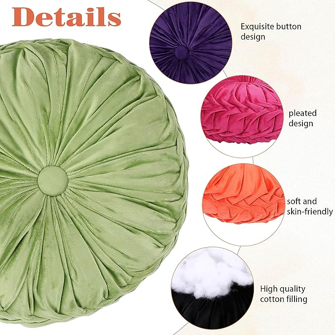 Yerliker 6 Pcs Floor Pillow Cushions 15inch Round Velvet Throw Pillows Colorful - Image 3