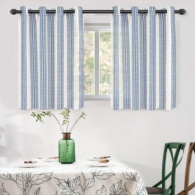 DriftAway Farmhouse Vertical Striped Linen Blend Textured Light Filtering Semi by DriftAway