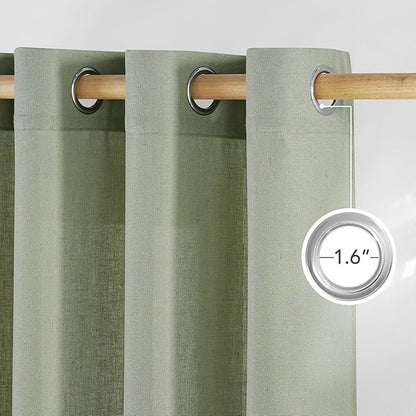 NICETOWN Thick Linen Greyish Green Curtains - Image 2