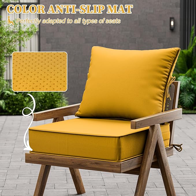 Outdoor Seat Cushion Set 22 L × 24 W × 5 H Inch Waterproof & Fade Resistant - Image 6