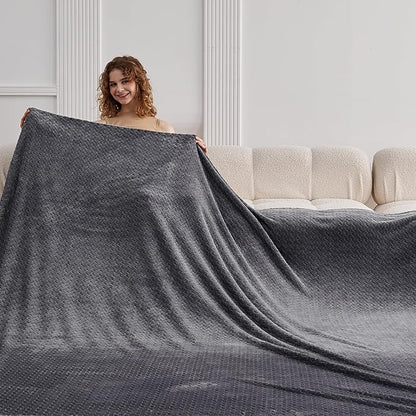 Oversized King Fleece Blanket 120x120 Inches, Seamless Soft Cozy 3D Jacquard - Image 3