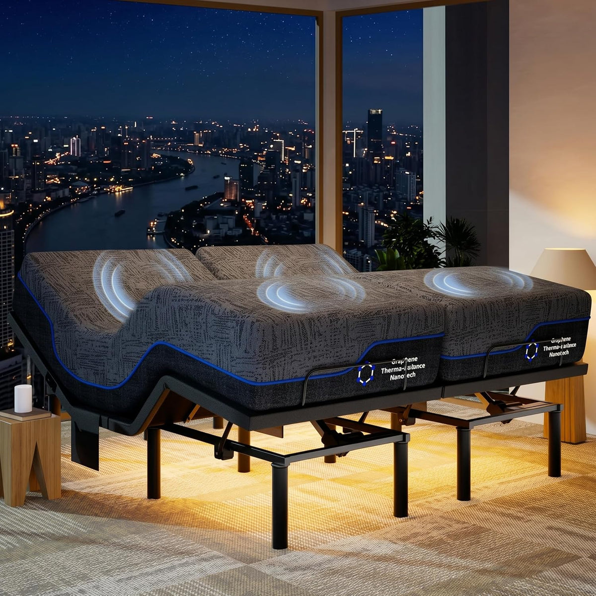 marsail split king adjustable bed frame with mattress, main product view
