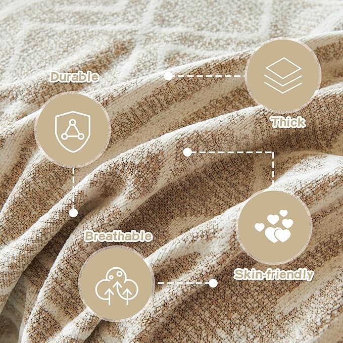 MEETSKY Boho Couch Cover Sofa Covers, Chenille Geometric Khaki Couch Covers - Image 3