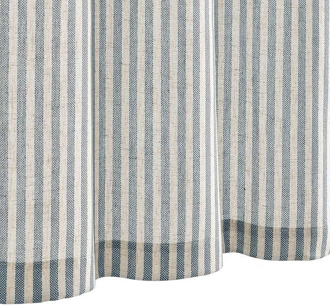 Vangao Stripe Farmhouse Kitchen Curtains 36 Inch Length Linen Cafe Curtains - Image 2