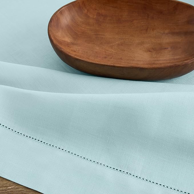 Solino Home Linen Aqua Blue Table Runner 132 Inches Long - Image 9
