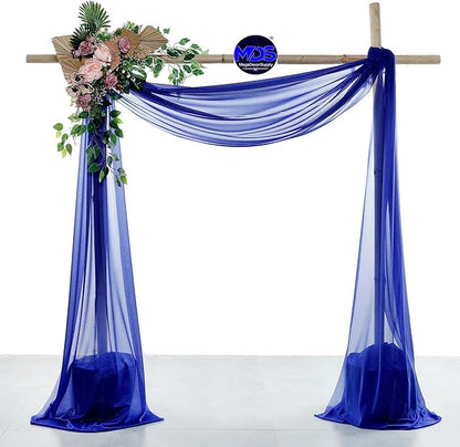 MDS Halloween Chiffon Draping Fabric - 2 Panel, 30" Wide x 100ft Long - Sheer Spooky Arbor & Canopy Drapery for Haunted House Backdrops, Party Ceilings, DIY Costumes & Themed Events - Royal Blue (Pack of 2)