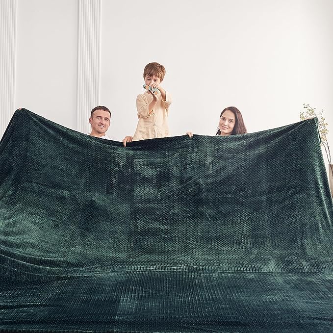 Oversized King Fleece Blanket 120x120 Inches, Seamless Soft Cozy 3D Jacquard - Image 2