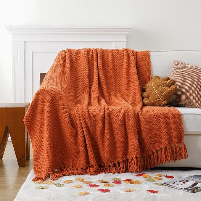BATTILO HOME Burnt Orange Throw Blanket - Image 2