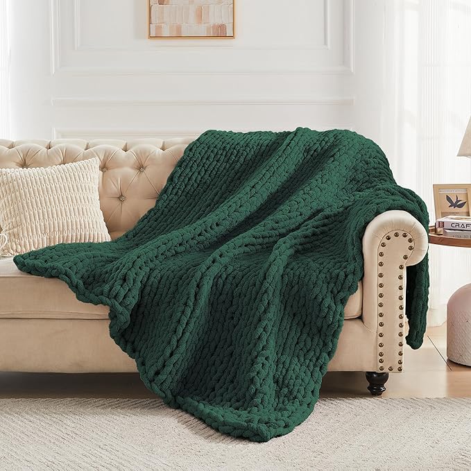 Carriediosa Chunky Knit Throw Blanket 50" X 60", 100% Hand Made Large Chenille - Image 6