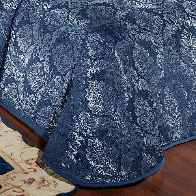 Touch of Class Camelot Luxury Bedding | Calming Navy Blue | Matte Satin Damask - Image 4