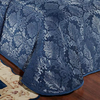 Touch of Class Camelot Luxury Bedding | Calming Navy Blue | Matte Satin Damask - Image 4