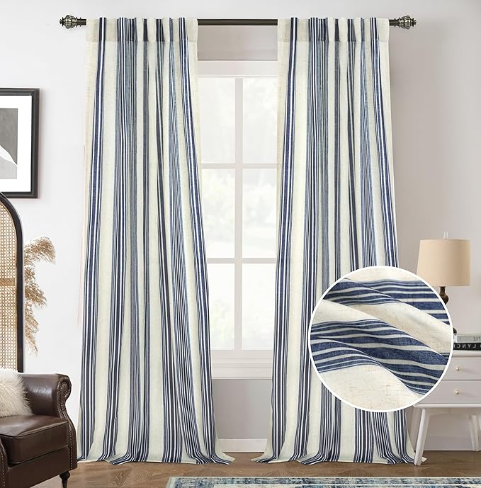DriftAway Farmhouse Vertical Striped Linen Blend Textured Light Filtering Semi by DriftAway