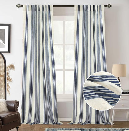 DriftAway Farmhouse Vertical Striped Linen Blend Textured Light Filtering Semi by DriftAway