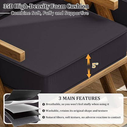 Outdoor Seat Cushion Set 24 L × 24 W × 5 H Inch Waterproof & Fade Resistant - Image 3