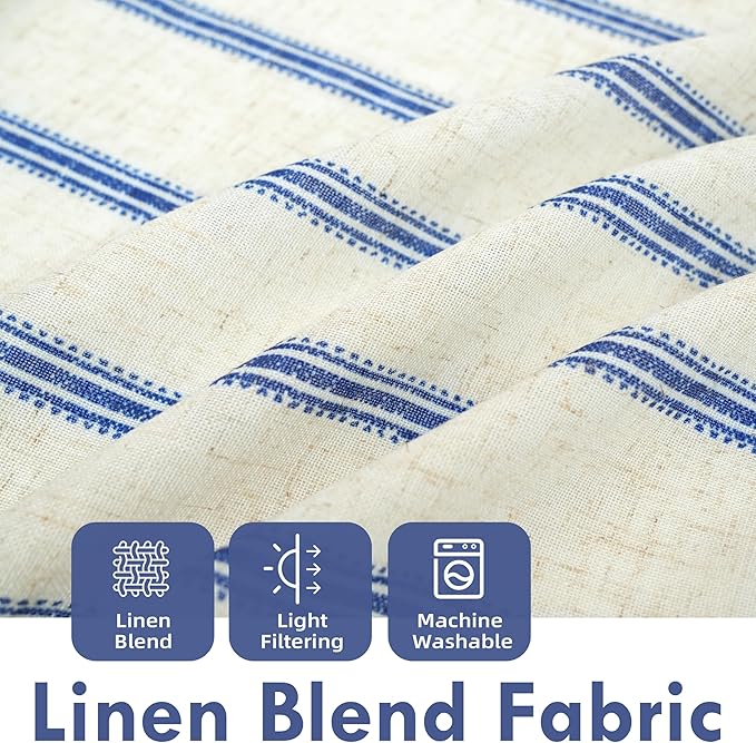 DriftAway Farmhouse Vertical Striped Linen Blend Textured Light Filtering Semi - Image 3