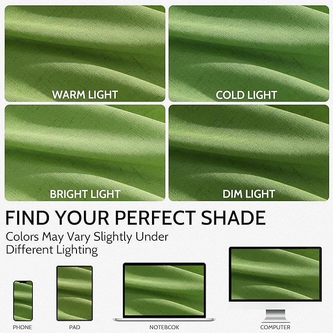 Lime Green Linen Curtains 90 Inch Long 2 Panels Set - Image 4