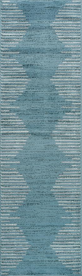 Rugshop Bohemian Stripe Stain Resistant High Traffic Living Room Kitchen - Image 3