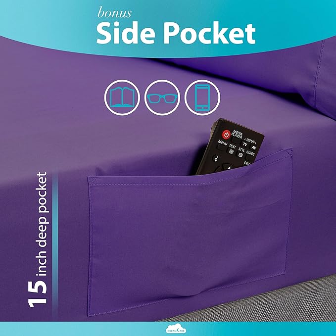 DREAMCARE Twin XL Sheet Sets – 3pcs Cooling Sheets – up to 15” Deep Pocket Twin - Image 3