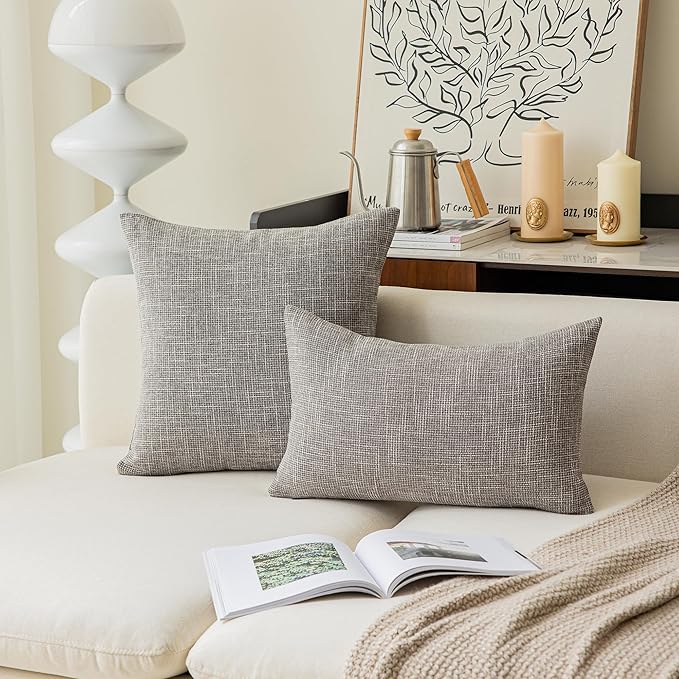 Kevin Textile Set of 2 Lumbar Throw Cover Handmade Faux Linen Cushion Case Soft - Image 4