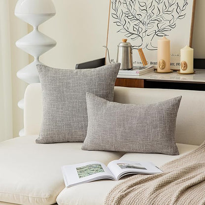 Kevin Textile Set of 2 Lumbar Throw Cover Handmade Faux Linen Cushion Case Soft - Image 4