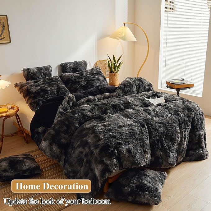 XeGe Tie Dye Faux Fur Fluffy Throw Pillow Cases, Plush Shaggy Soft Furry - Image 6