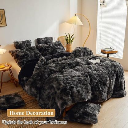 XeGe Tie Dye Faux Fur Fluffy Throw Pillow Cases, Plush Shaggy Soft Furry - Image 6