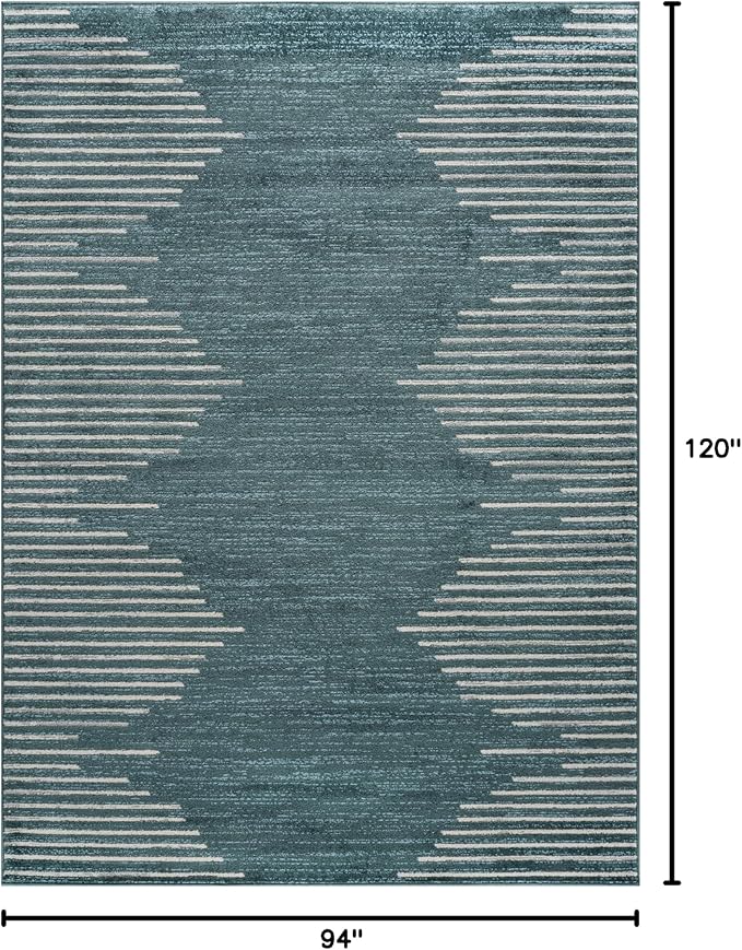 Rugshop Bohemian Stripe Stain Resistant High Traffic Living Room Kitchen - Image 2