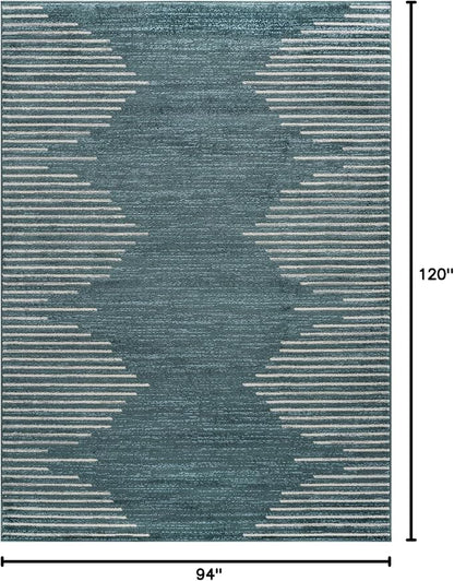 Rugshop Bohemian Stripe Stain Resistant High Traffic Living Room Kitchen - Image 2