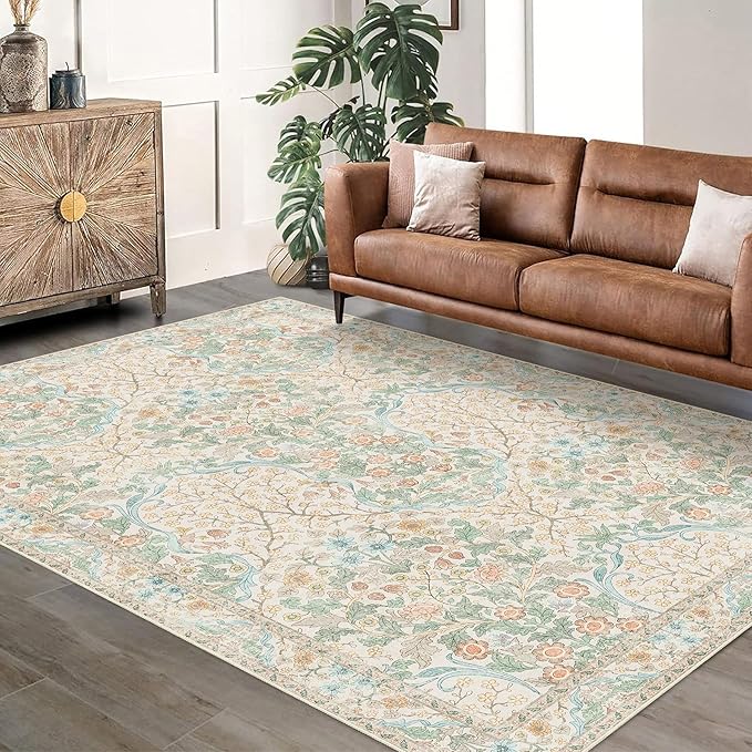 MUJOO Floral 5x7 Area Rugs, Washable Rug - Image 7