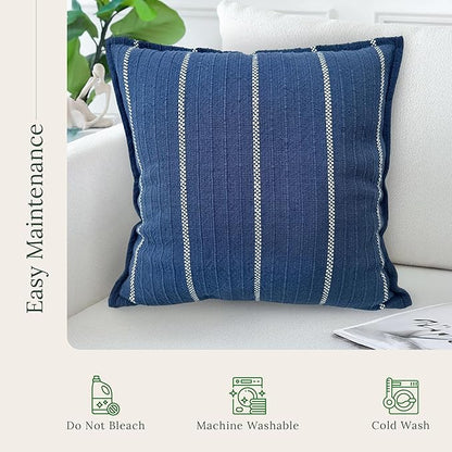 SanVia Indigo Snug Premium Cotton Throw Pillow Covers, 20 x 20 Inches, Artisan - Image 6