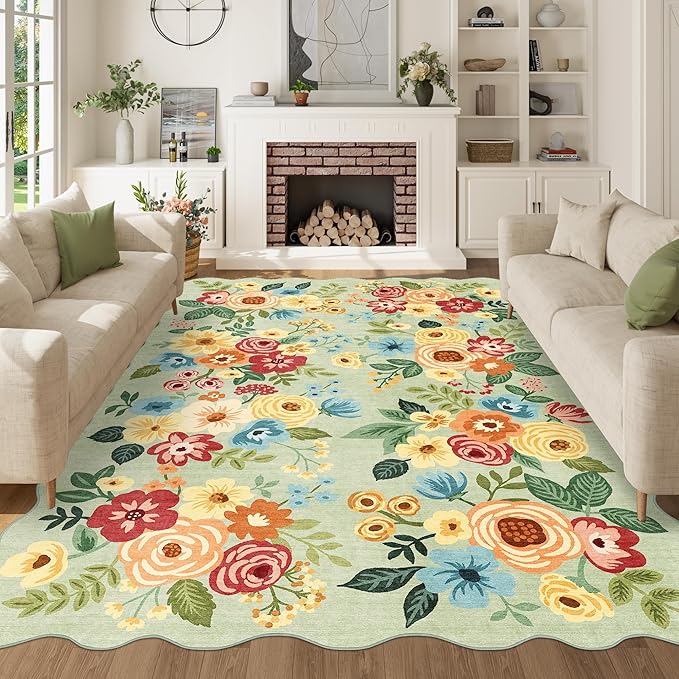 DUKINO 6x9 Area Rug, Floral Washable Rugs - Image 2