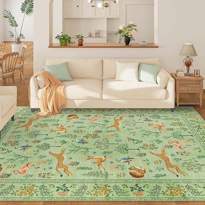 DUKINO 8x10 Rug, Washable Animal Living Room Rug - Image 2