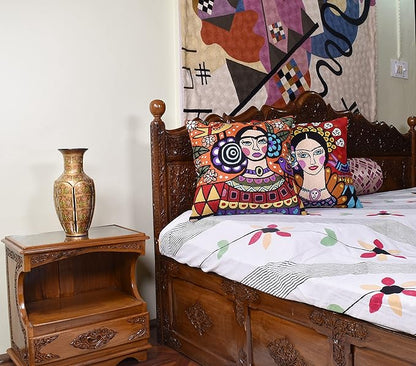 Frida Kahlo Inspired Pillow Cover Orange Mexican Art Pillowcase Eclectic - Image 8