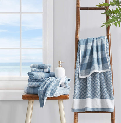 nautica - cotton hand, fingertip & bath towel showing dimensions