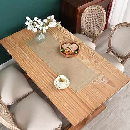 NEWISHER Farmhouse Rustic Table Runner Solid Flaxen Rectangular Table Runners - Image 2