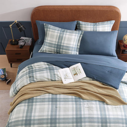 plaid full size comforter set blue grey 7, package contents