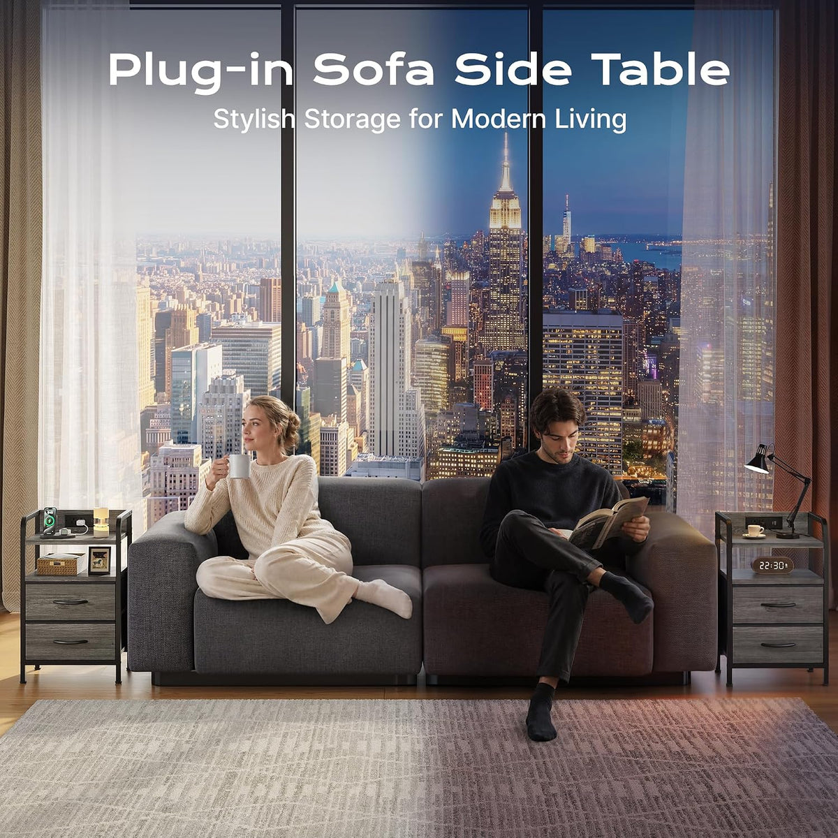 huuger nightstands set of 2, night stand, charging on a desk or shelf